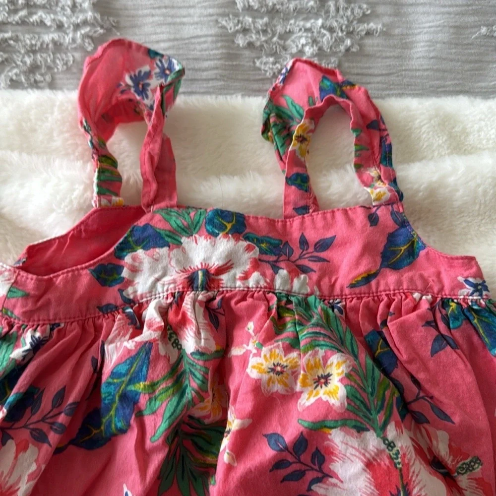 Gap pink Hawaiian floral print sundress cotton size 18-24 months